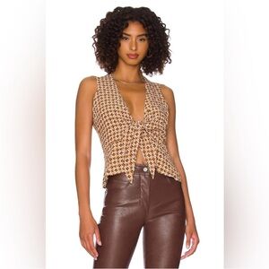 Faithfull the Brand Tahani Top Del Cameron Tie Front Retro 70s Style Cropped